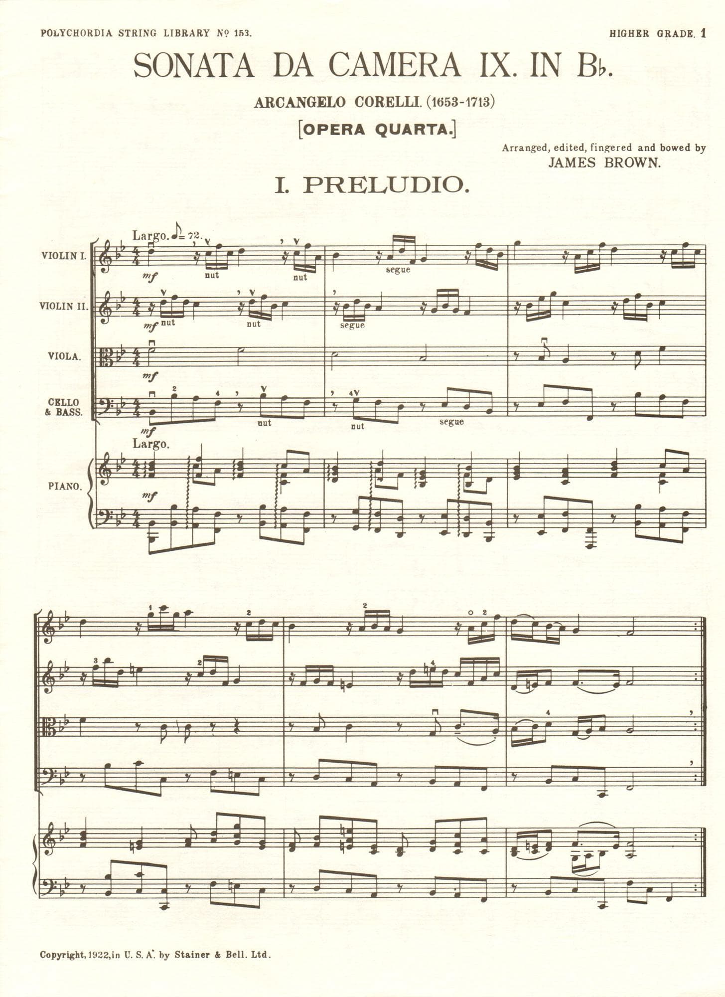 Corelli, Arcangelo - The Polychordia String Library: No. 153 - Sonata Da Camera, Nos. 9 and 10 - Piano Score ONLY - Galaxy Music