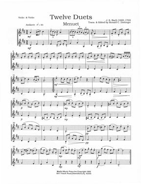 Bach, JS - 12 Duets (from Anna Magdalena Bach Notebook) - for Two Violins - arranged by Ronald C Dishinger - Medici Music Press