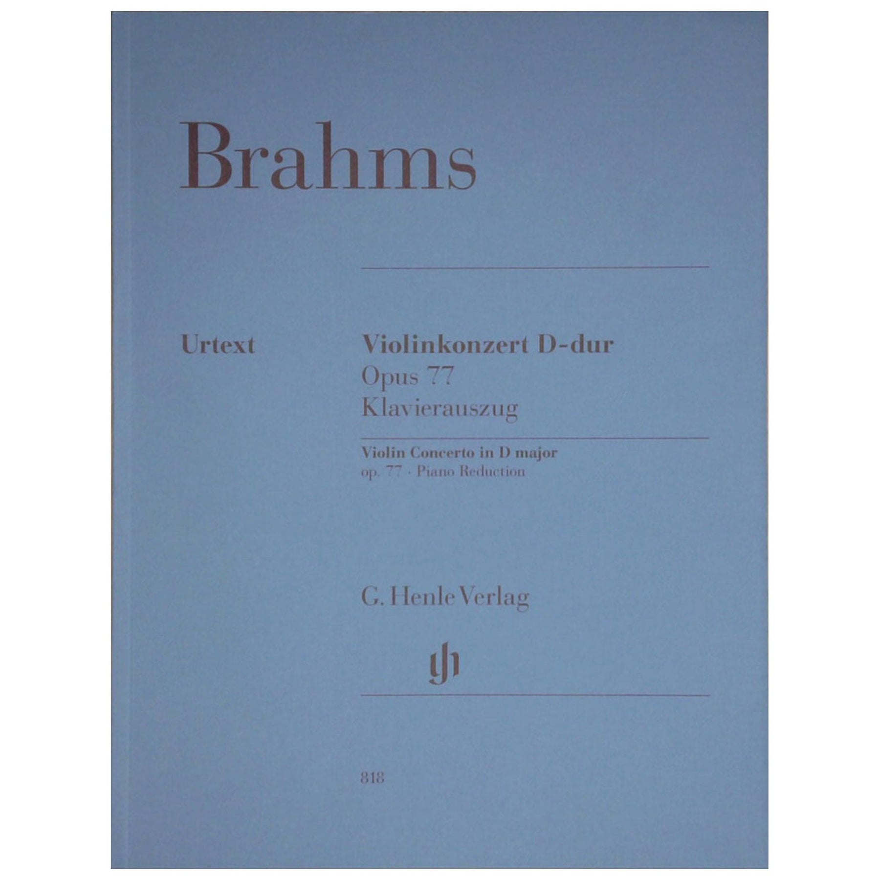 Brahms, Johannes - Violin Concerto in D Major Opus 77  - Violin and Piano - arranged by Frank Peter Zimmerman - G Henle Verlag