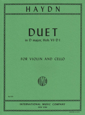 Haydn, Franz Joseph - Duet in D Major, Hob VI:D1 - Violin and Cello - International Edition