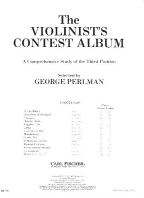 The Violinist's Contest Album: A Comprehensive Study of the Third Position - Violin and Piano - edited by George Perlman - Carl Fischer