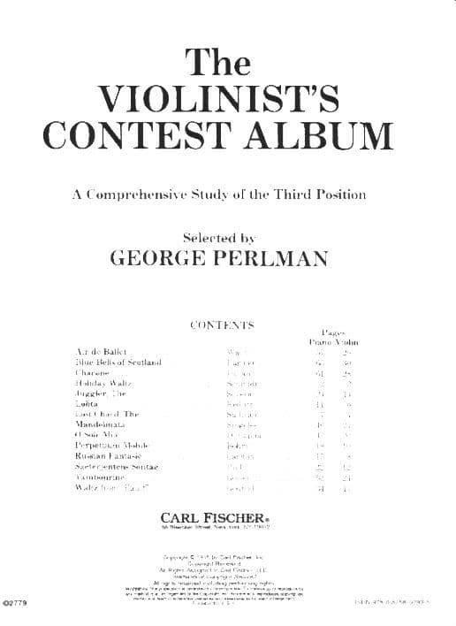 The Violinist's Contest Album: A Comprehensive Study of the Third Position - Violin and Piano - edited by George Perlman - Carl Fischer