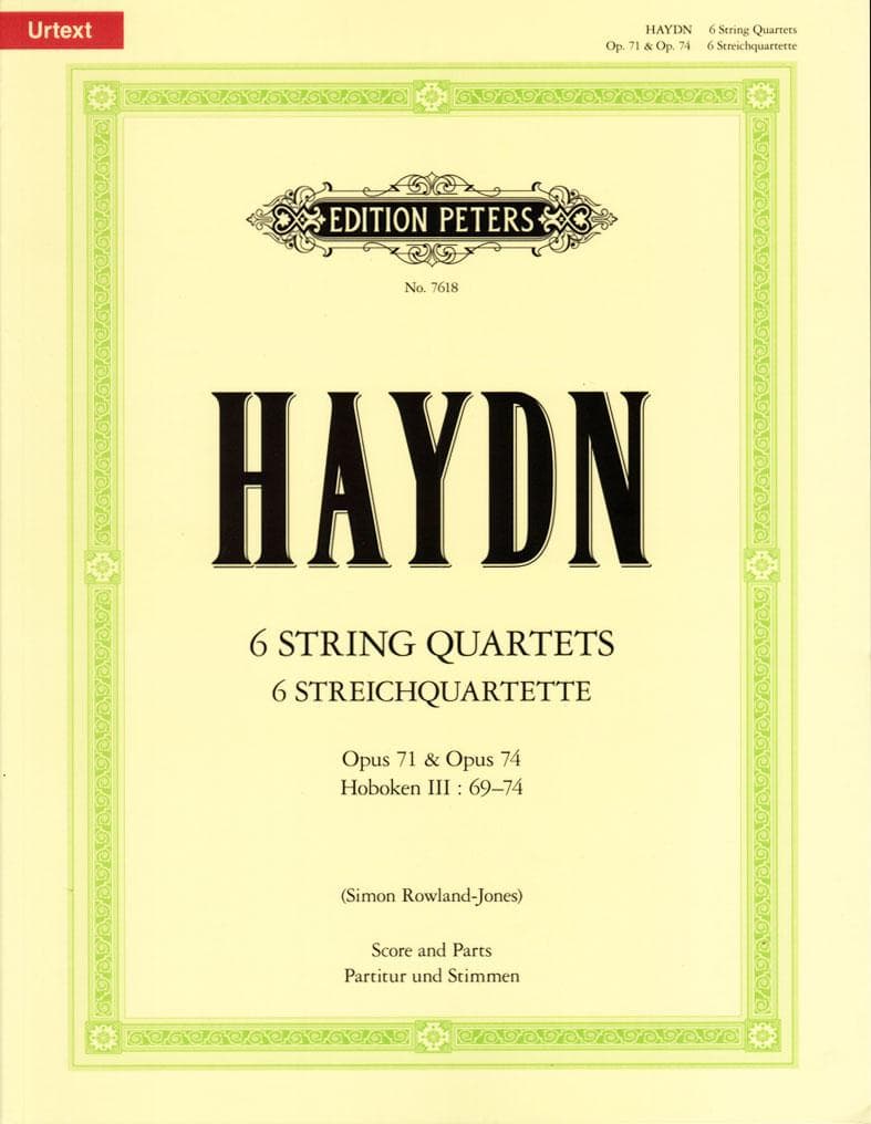 Haydn, Joseph - 6 String Quartets, Op 71 and 74 - edited by Simon Rowland-Jones - Edition Peters