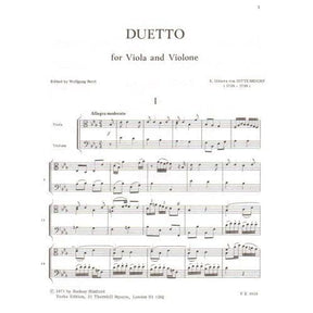 Dittersdorf, Carl Ditters von - Duetto in E-flat major, K 219 - Viola and Double Bass - Yorke Edition