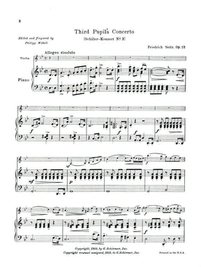 Seitz, Fritz (Friedrich) - Students' Concerto No 3 in g minor, Op 12 For Violin and Piano Published by G Schirmer