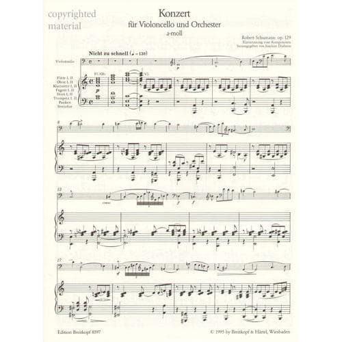 Schumann, Robert - Concerto In a minor Op 129 - Cello and Piano - edited by Schiff - Breitkopf and Haertel