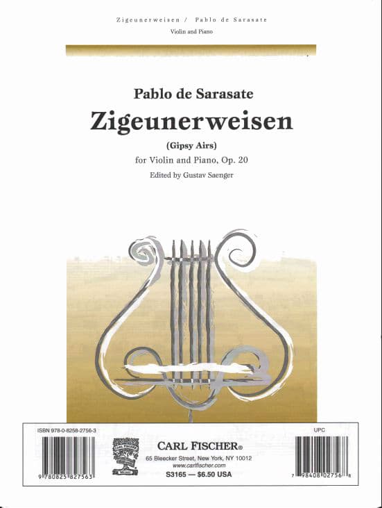 Sarasate, Pablo - Zigeunerweisen, Op 20 - for Violin and Piano - edited by Saenger - Carl Fischer