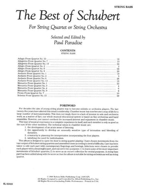 Schubert, Franz - The Best of Schubert - for String Quartet or String Orchestra - Bass part - edited by Paul Paradise - Belwin-Mills Publishing