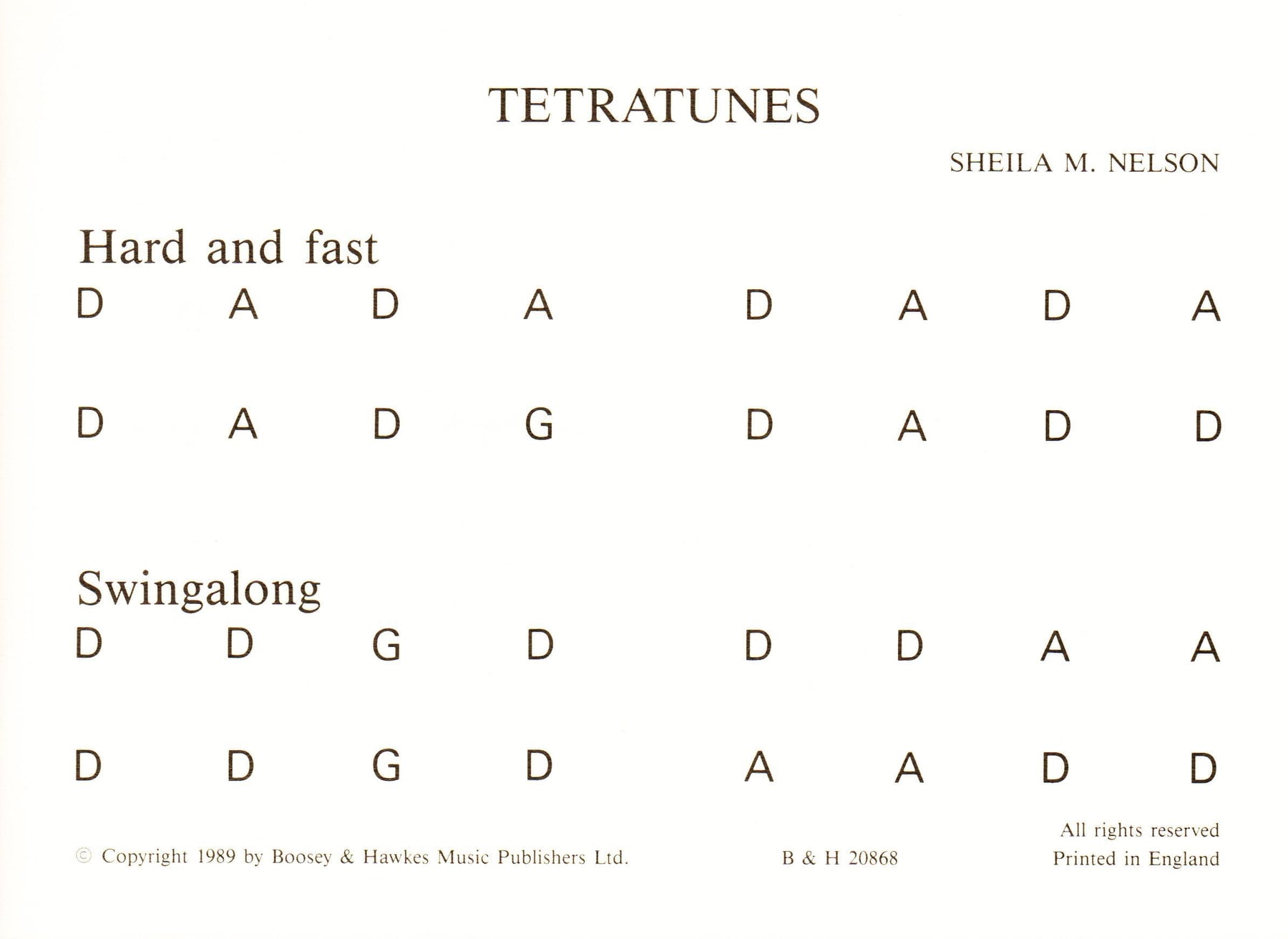 Sheila Nelson - Tetratunes  For Bass Published by Boosey & Hawkes