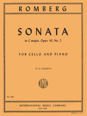 Romberg, Bernhard - Cello Sonata in C Major, Op 43 No 2 - for Cello and Piano - edited by F G Jansen - International Music Company