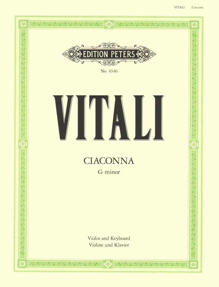 Vitali, Tomaso - Chaconne in G Minor - Violin and Piano - edited by Maxim Jacobsen - Peters