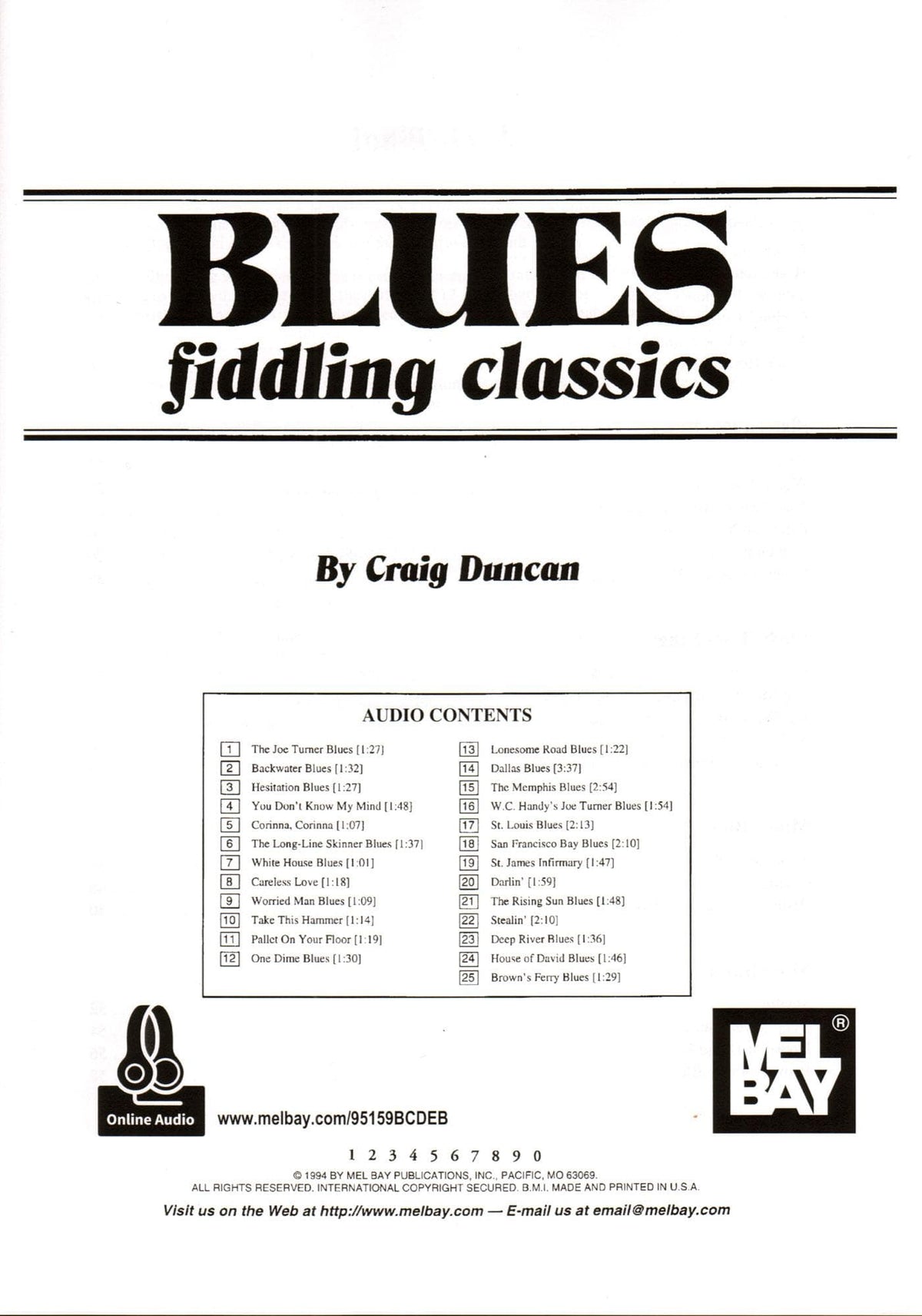 Duncan, Craig - Blues Fiddling Classics - Violin with Audio - Mel Bay Publications