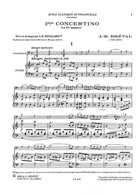 Breval, Jean Baptiste - Concertino No 2 in C Major Op 22 for Cello and Piano - Arranged by Feuillard - Delrieu Edition