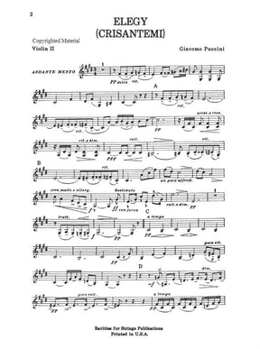 Puccini - Elegy ( Chrysanthemums ) for String Quartet Score and Parts Published by Rarities for Strings Publications