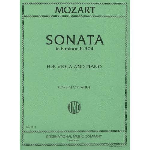 Mozart, WA - Sonata in e minor, K 304 - Viola and Piano - edited by Joseph Vieland - International Music Co