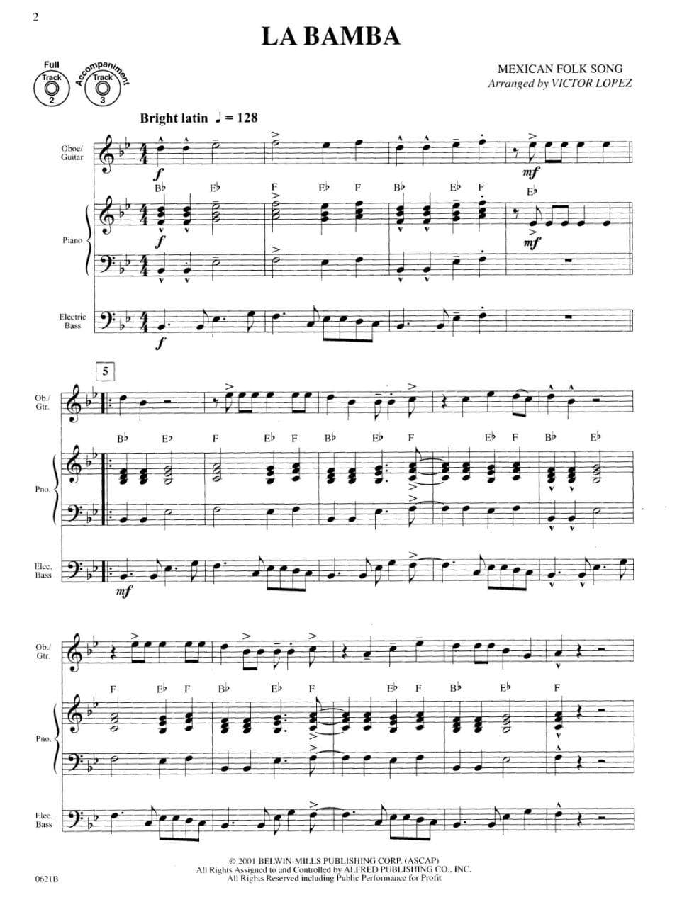 Victor Lopez - Flex Ability Pops. Oboe/Guitar/Piano/Bass Part. For Solo, Duet, Trio, or Quartet with optional Piano Accompaniment. Published by Alfred Music.