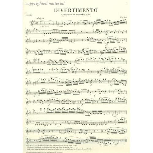 Mozart, WA - Divertimento in E-flat Major, K 563 - Violin, Viola, and Cello - edited by Wolf-Dieter Seiffert - G Henle Verlag URTEXT