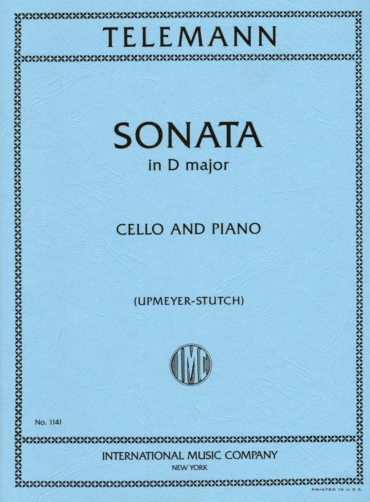 Telemann, Georg Philipp - Sonata In D Major TWV 41:D6 For Cello and Piano Published by International Music Company