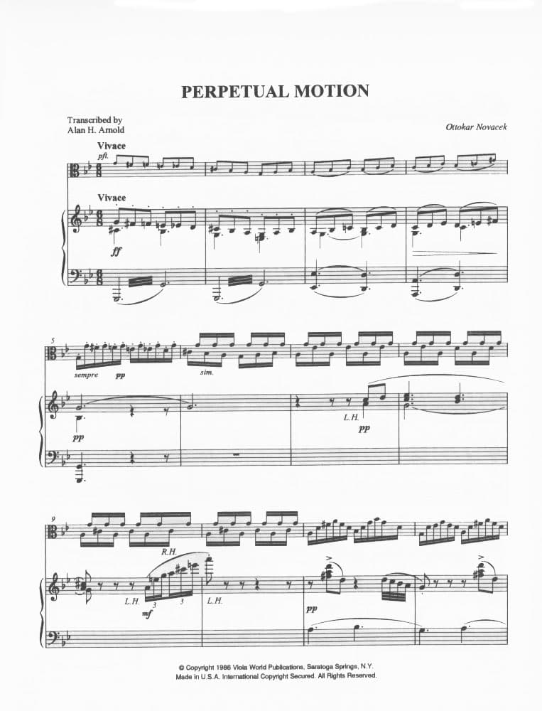 Novacek, Ottokar - Moto Perpetuo - for Violin and Piano - Edited by Josef  Gingold - International Music Company