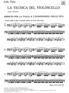 Pais-La Technica Del Violoncello For Cello Published by Ricordi