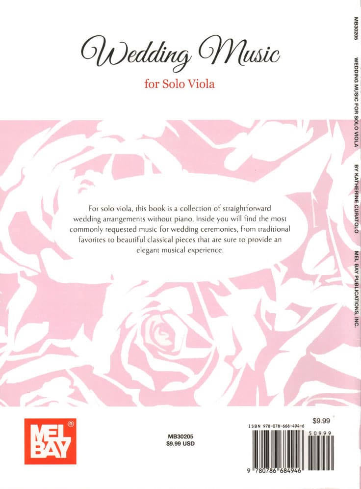 Curatolo, Katherine - Wedding Music for Solo Viola - Mel Bay