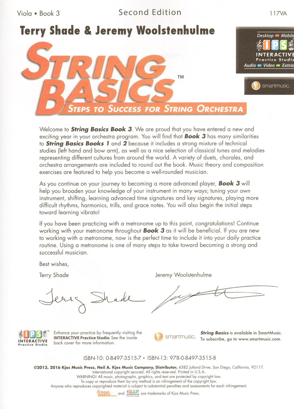 String Basics - Steps to Success for String Orchestra - Book 3 - Viola - Neil A. Kjos