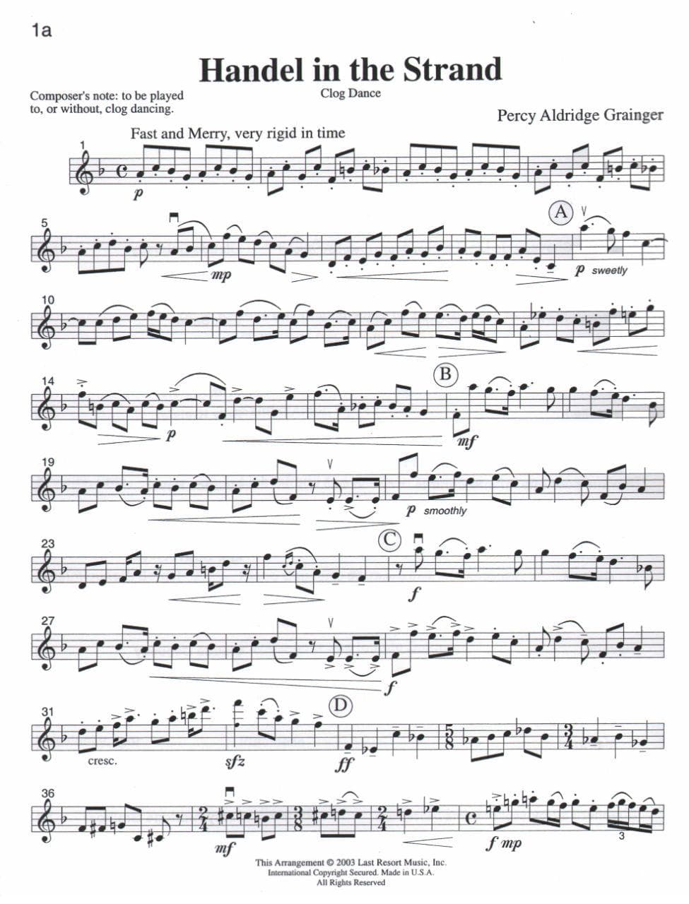 Music for Four, Volume 4 - Part 1 (Violin/Oboe/Flute) - arranged by Daniel Kelley - Last Resort Music