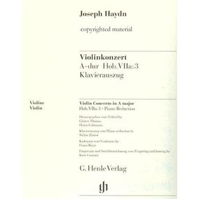 Haydn, Franz Joseph - Concerto in A Major, Hob VIIa:3 - Violin and Piano - edited by Günter Thomas and Heinz Lohmann - G Henle Verlag