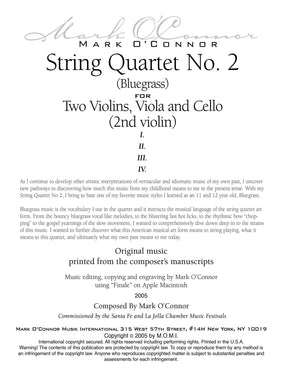 O'Connor, Mark - String Quartet No. 2 (Bluegrass) for 2 Violins, Viola, and Cello -Violin 2 - Digital Download