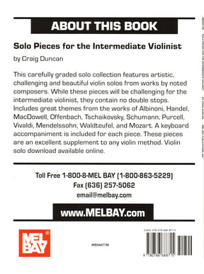 Solo Pieces For The Intermediate Violinist - Violin and Piano - arranged by Craig Duncan - Mel Bay Publications