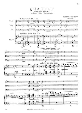 Schumann, Robert - Piano Quartet in E-flat Major Op 47 Published by International Music Company