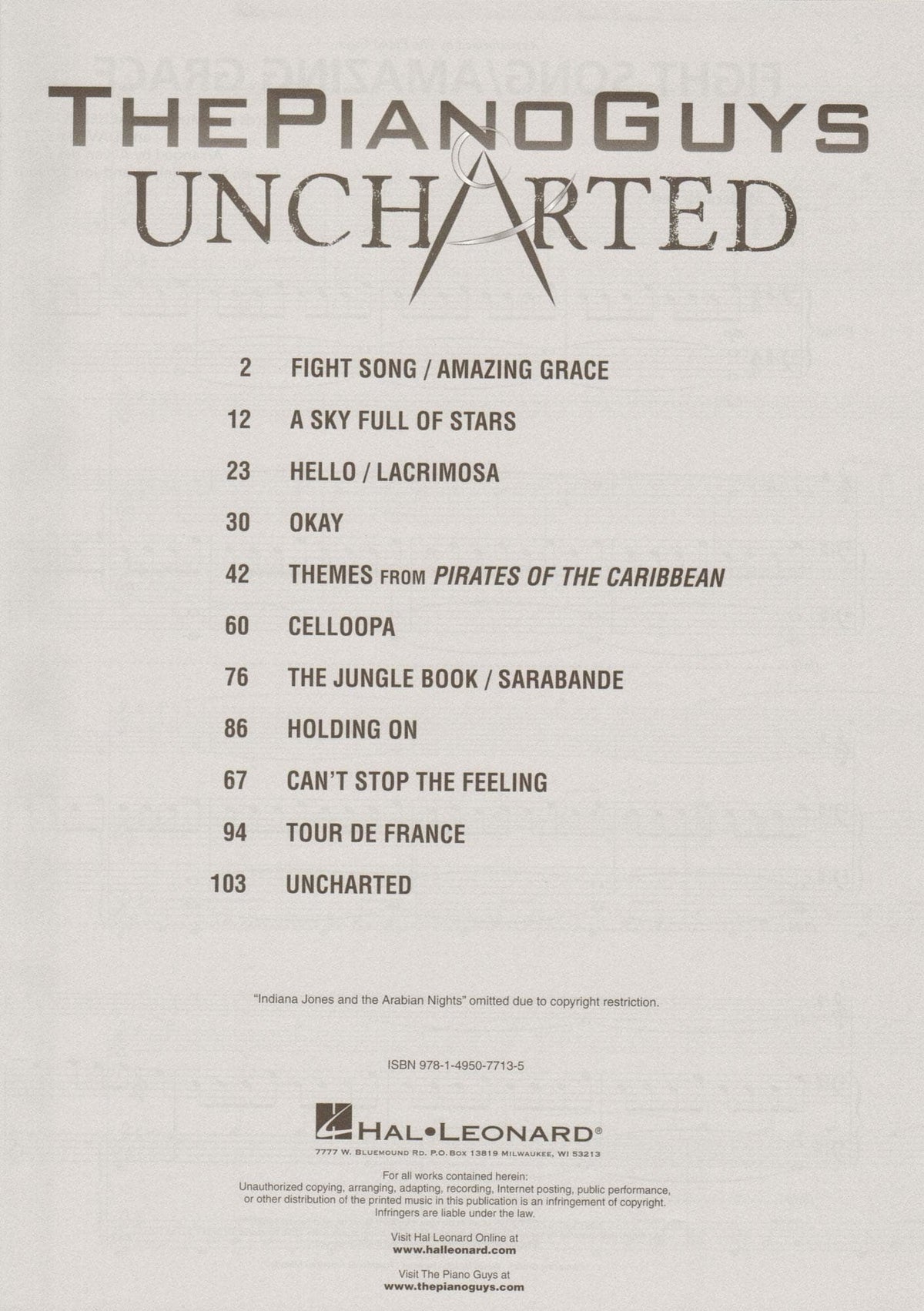 The Piano Guys: Uncharted - for Solo Piano with Optional Violin - Hal Leonard