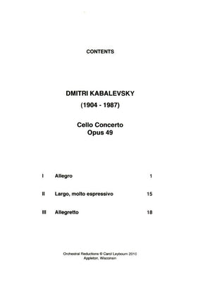 Kabalevsky, Dmitry - Cello Concerto in G minor, Op 49 - PIANO ACCOMPANIMENT ONLY - arranged by Carol Leybourn - Frustrated Accompanist Edition