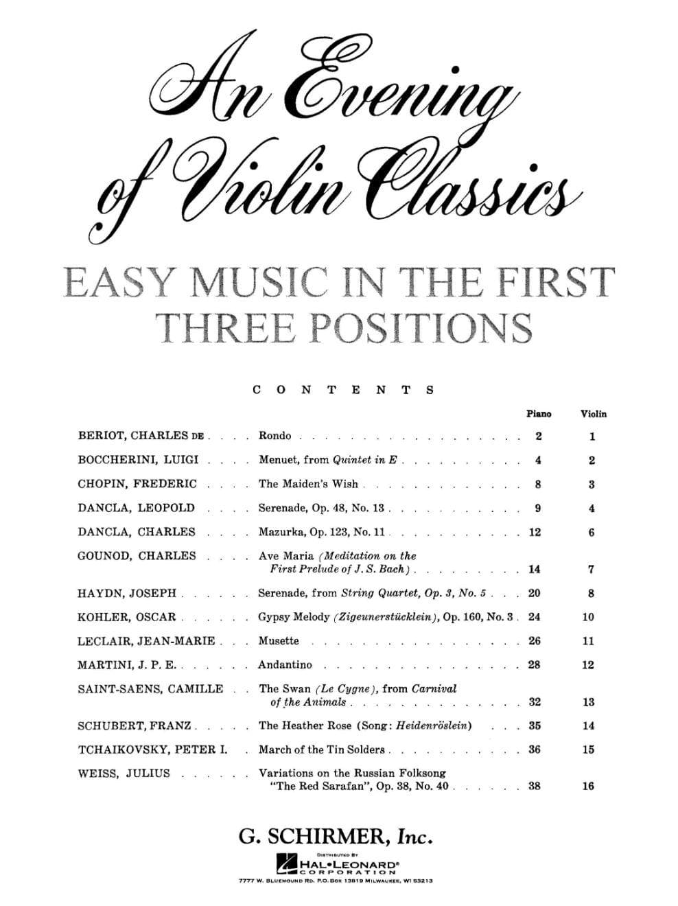 Evening of Violin Classics: A Collection of Easy Music in the First Three Positions - Schirmer Edition