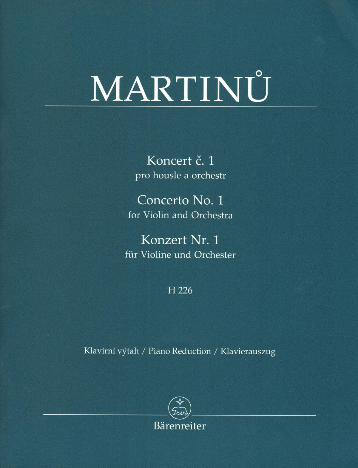 Martinu, Bohuslav - Concerto No. 1 - for Violin and Piano - Barenreiter URTEXT