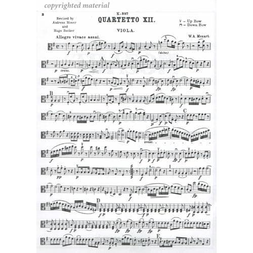 Mozart, WA - Quartets, Volume 1: Ten Famous Quartets - Two Violins, Viola, and Cello - edited by Andreas Moser and Hugo Becker - Kalmus Edition