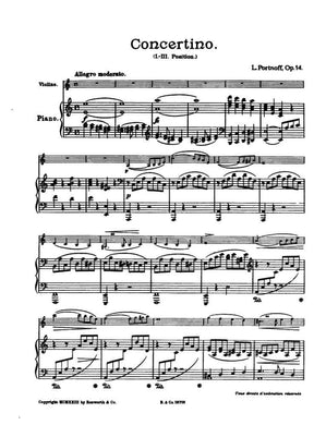 Portnoff, Leo - Concertino in A Minor for Violin and Piano, Op 14 - Bosworth