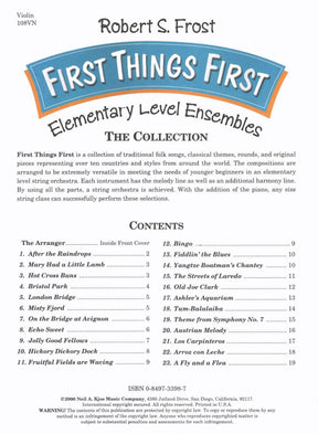 Frost, Robert S - First Things First: Elementary Level Ensembles - Violin - Neil A Kjos Music Co