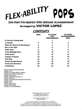 Victor Lopez - Flex Ability Pops, for Cello / Bass. For Solo, Duet, Trio, or Quartet with optional Piano Accompaniment. Published by Alfred Music.