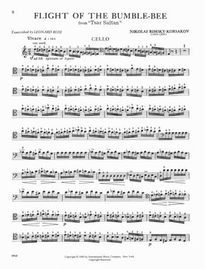 Rimsky-Korsakov, Nikolai - Flight of the Bumble Bee - for Cello and Piano - edited by Rose - International Music Company