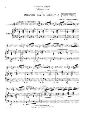 Saint-Saëns, Camille - Introduction and Rondo Capriccioso, Op 28 - Violin and Piano - edited by Gustav Saenger - Carl Fischer Edition