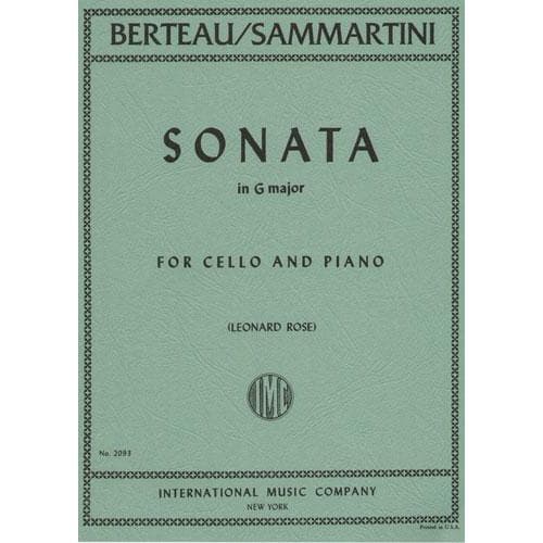 Berteau/Sammartini - Sonata in G Major for Cello and Piano - Arranged by Rose - International Edition