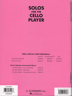 Deri, Otto - Solos for the Cello Player - Cello and Piano - Schirmer Edition