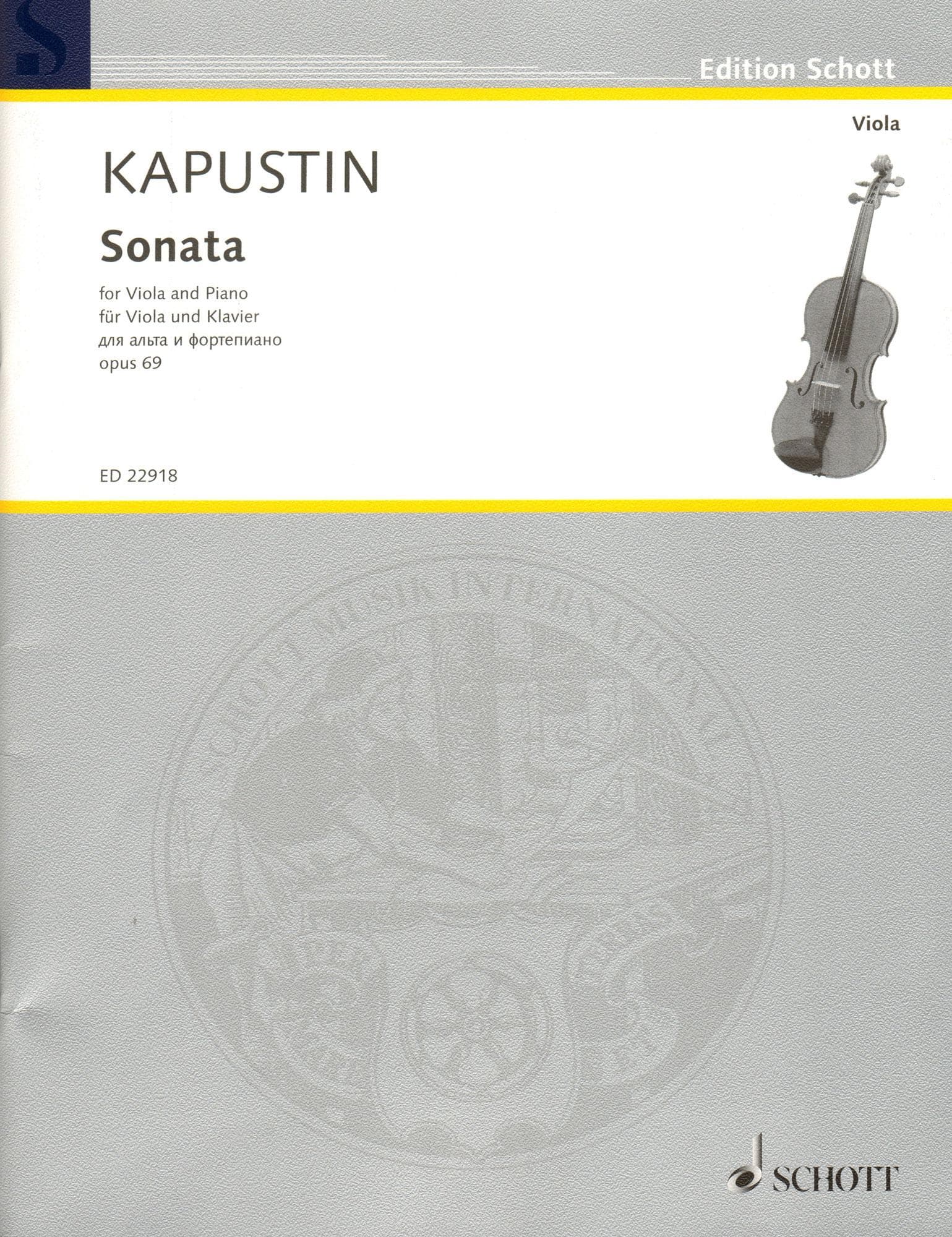 Kapustin Sonata Op. 69 Viola Sheet Music