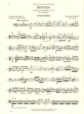 Schubert, Franz - Sonata in A minor - for Cello - with Optional 2nd Cello, Commentary and Preparatory Exercises by Daniel Morganstern - International