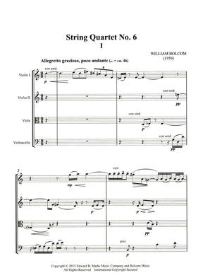 Bolcom, William - String Quartet No. 6 - Score and Parts - Edward B. Marks Music Company