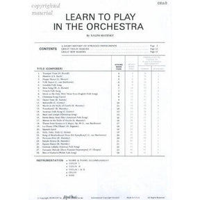 Matesky, Ralph - Learn to Play in the Orchestra, Book 1 - Cello part - Alfred Music Publishing