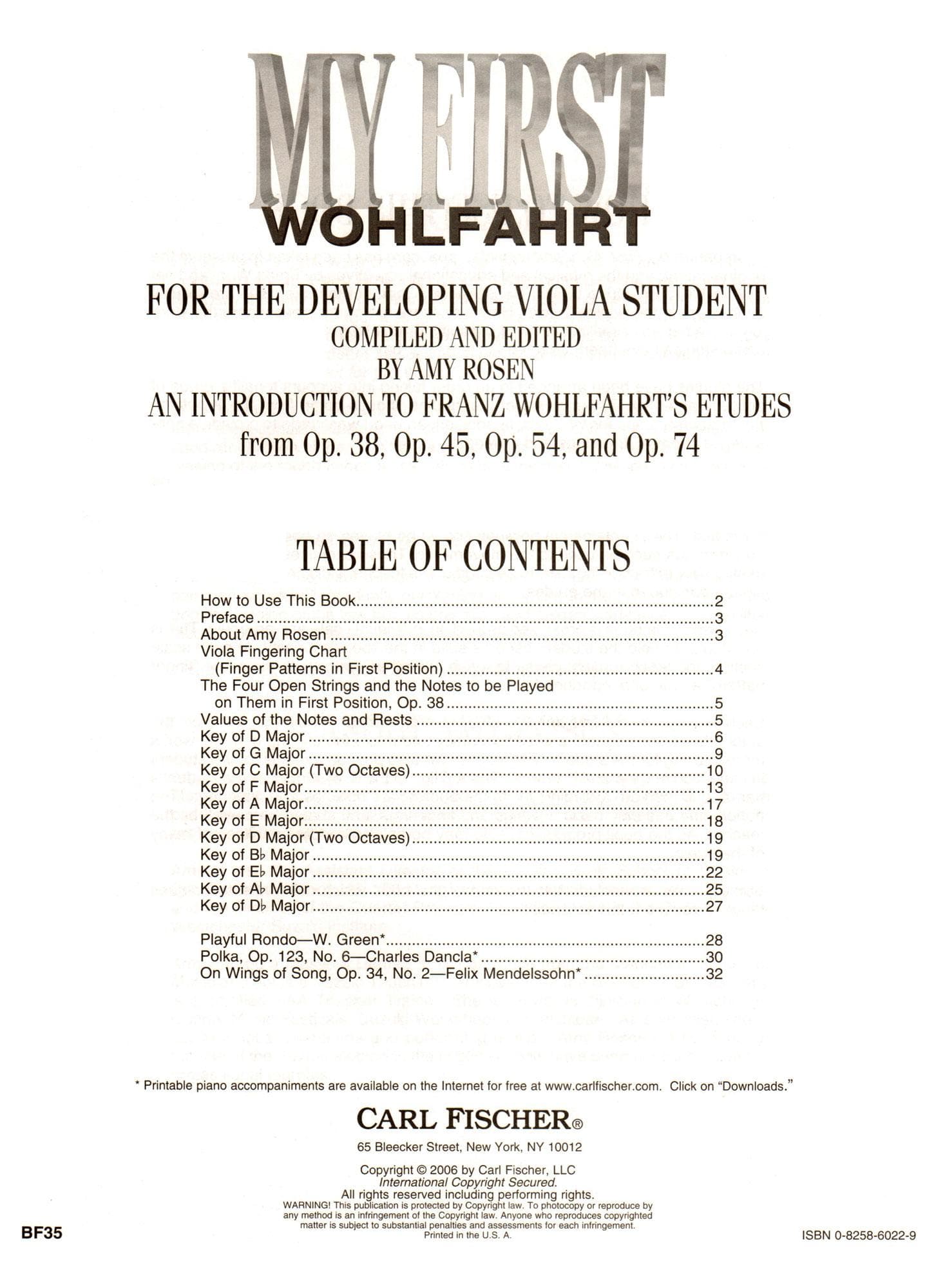 My First Wohlfahrt for the Developing Viola Student