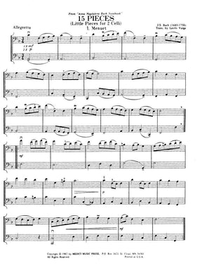 Bach, JS - 15 Pieces From Anna Magdalena Bach Notebook for Two Cellos - Arranged by Varga - Medici Music Press Publication