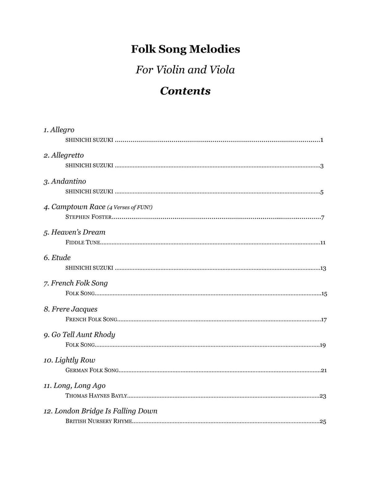 Yasuda, Martha - Folk Song Melodies For Violin And Viola - Digital Download